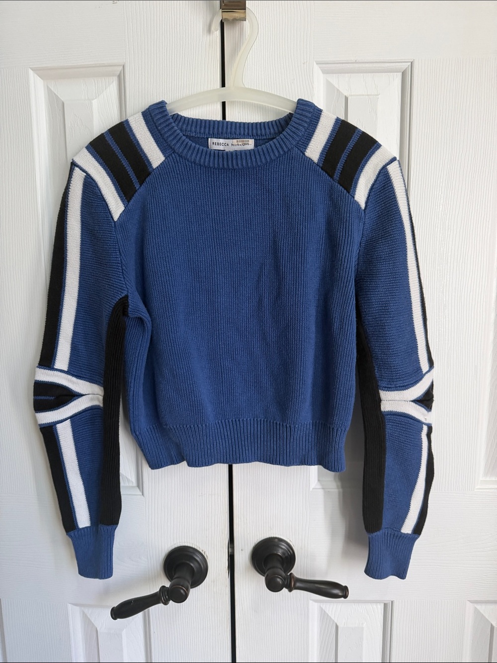 Rebecca Minkoff Blue Colorblock Crewneck Sweater